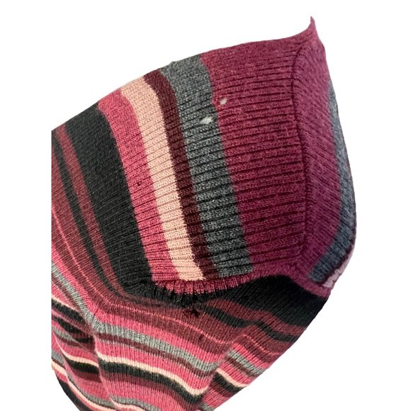 Valerie Stevens Separates Large Wool Sweater Purple Striped Long Sleeve FLAW - Picture 12 of 16